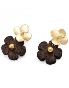 Brinco Dourado Florzinha Dupla