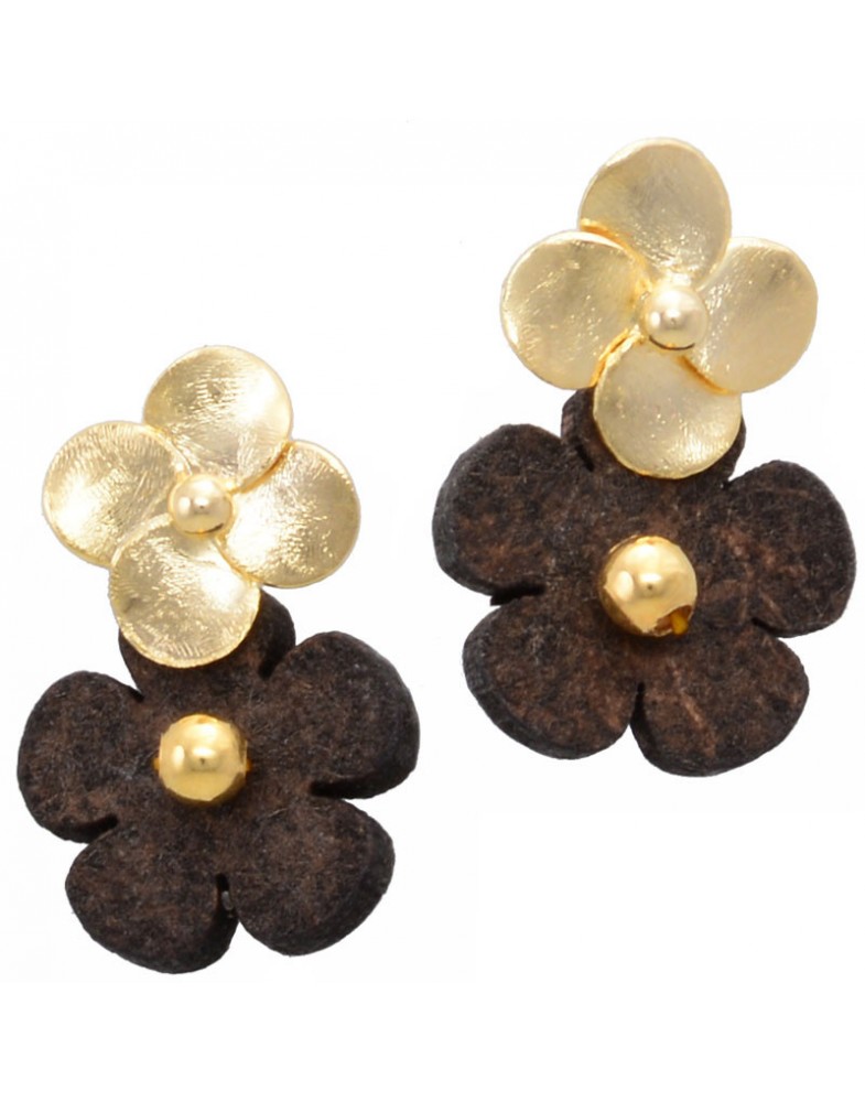 Brinco Dourado Florzinha Dupla