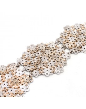 Pulseira Prateada Margaridas Caseadas