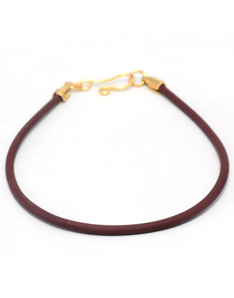 Pulseira Dourada Silicone Marrom