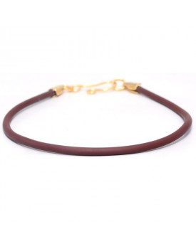 Pulseira Dourada Silicone Marrom