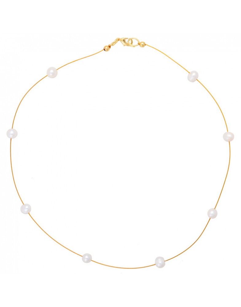 Colar Dourado Fio Com Perolas Batata