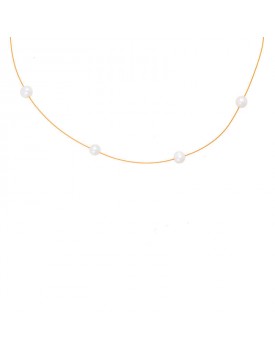 Colar Dourado Fio Com Perolas Batata
