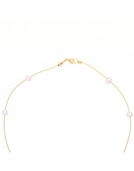 Colar Dourado Fio Com Perolas Batata