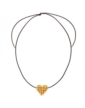 Colar Dourado Coração Grande De Bolinhas