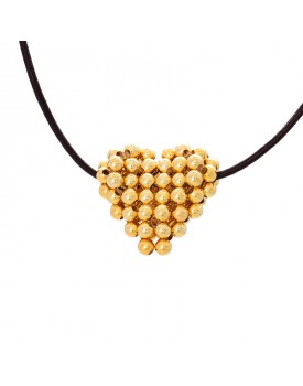 Colar Dourado Coração Grande De Bolinhas