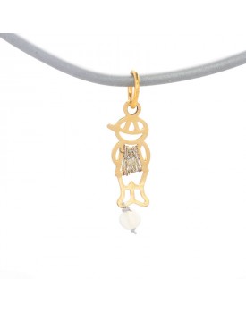 Colar Dourado Silicone Cinza Com Menino