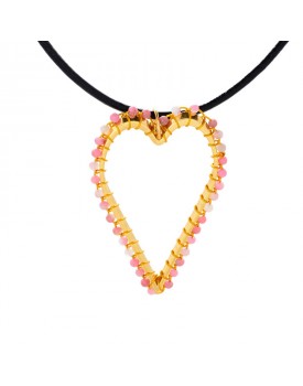 Colar Dourado Coração Caseado Com Granada