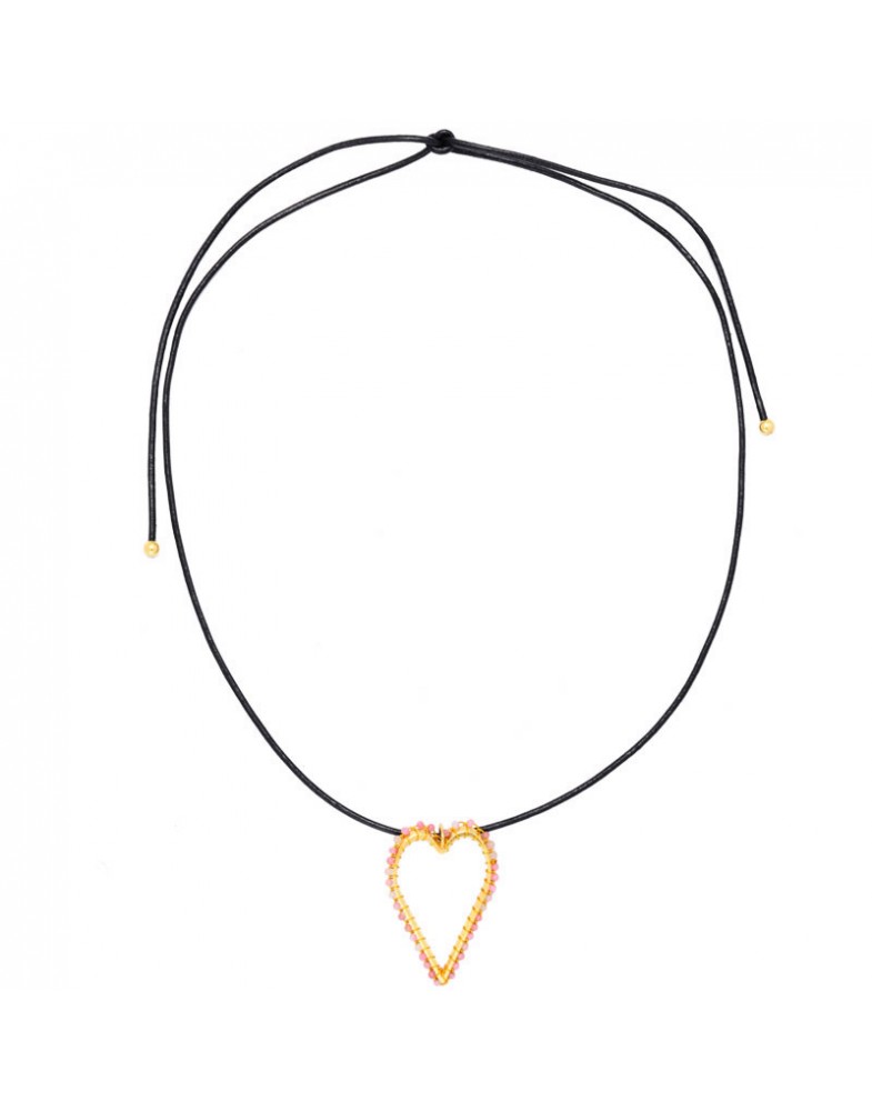 Colar Dourado Coração Caseado Com Granada