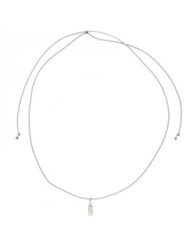 Colar Prateado Silicone Cinza Com Menina