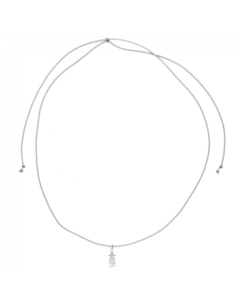 Colar Prateado Silicone Cinza Com Menina