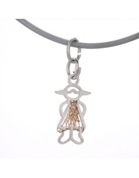 Colar Prateado Silicone Cinza Com Menina