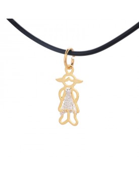 Colar Dourado Silicone Preto Com Menina