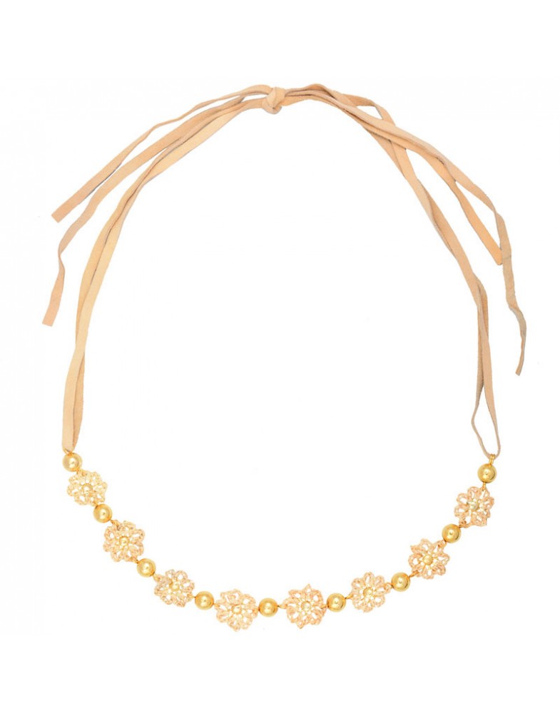 Colar Dourado Flor De Palha