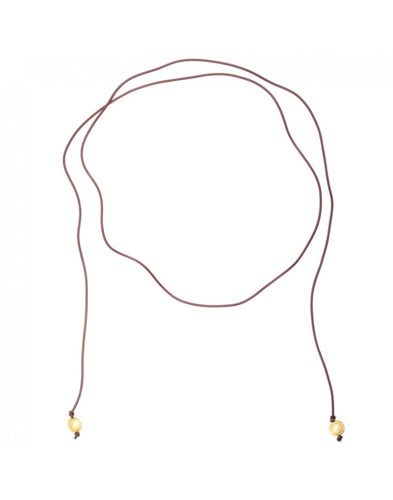 Colar Dourado Silicone Marrom Com Bolas