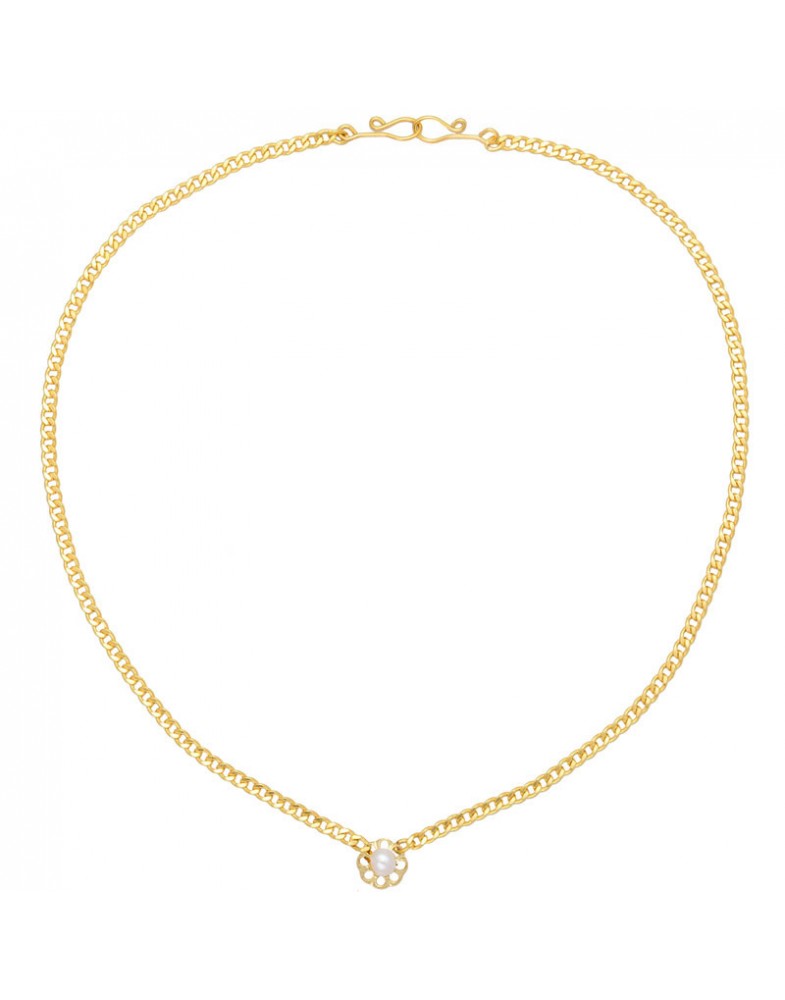 Colar Dourado Corrente Com Pérola
