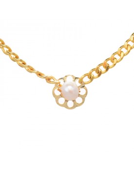 Colar Dourado Corrente Com Pérola
