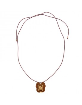 Colar Dourado Borboleta De Madeira