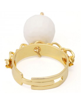 Anel Dourado Madrepérola Facetada