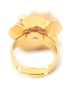 Anel Dourado Flor De Resina