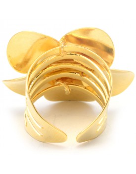 Anel Dourado Flor E Disco Madrepérola