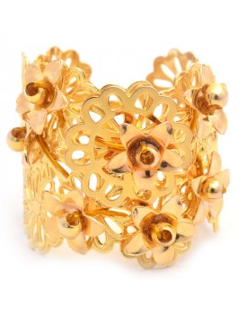 Anel Dourado Margarida Com Flor De Liz