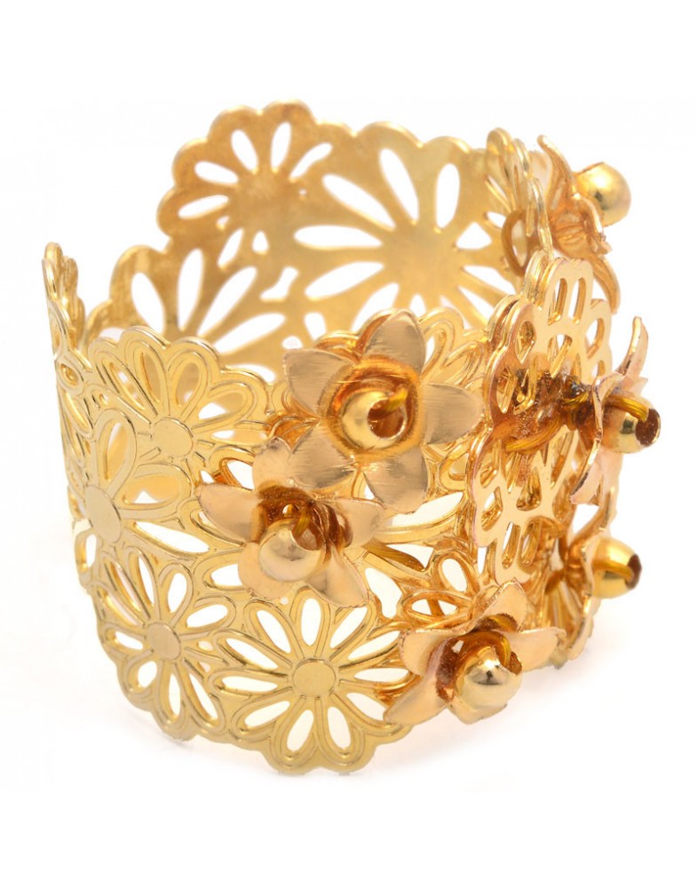 Anel Dourado Margarida Com Flor De Liz