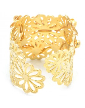 Anel Dourado Margarida Com Flor De Liz