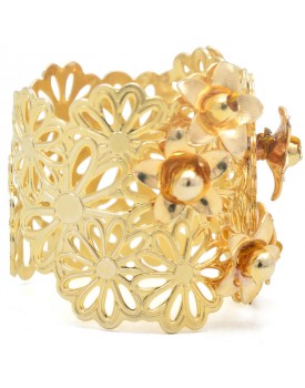 Anel Dourado Margarida Com Flor De Liz