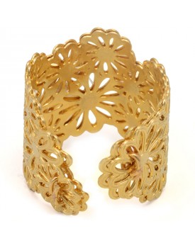 Anel Dourado Margarida Com Bolinhas De Madrepérola