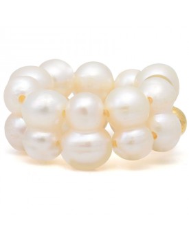 Anel Dourado De Pérolas Duplas Plarifi