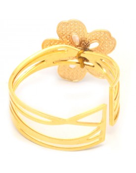 Anel Dourado Florzinha Com Pérola