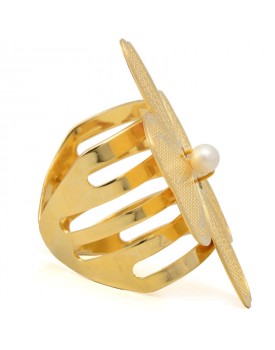 Anel Dourado Flor Trevo 4 Folhas