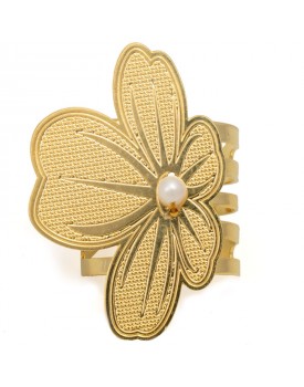Anel Dourado Flor Trevo 4 Folhas