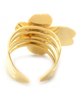Anel Dourado Flor Trevo 4 Folhas