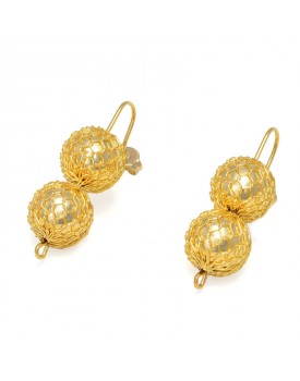 Brinco Dourado Bolas Rendadas
