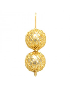 Brinco Dourado Bolas Rendadas