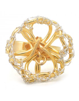 Anel Dourado Flor Fios Caseada