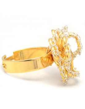 Anel Dourado Flor Fios Caseada