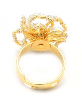 Anel Dourado Flor Fios Caseada