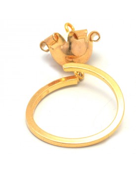 Anel Dourado Flor Com Miolo De Pérola
