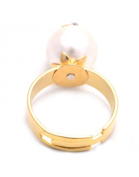 Anel Dourado Pérola Com Flor Liz