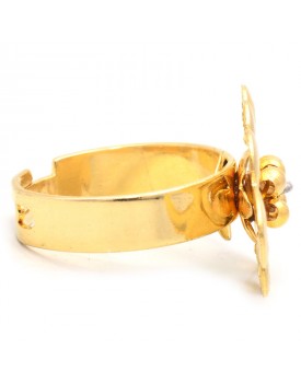 Anel Dourado Flor Oval