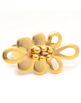 Anel Dourado Flor Oval