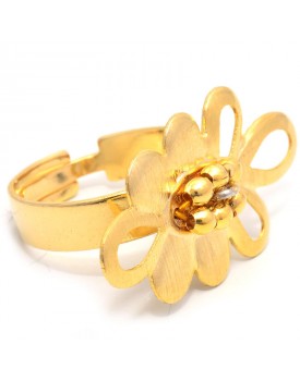 Anel Dourado Flor Oval