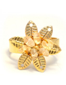 Anel Dourado Flor De Citrino