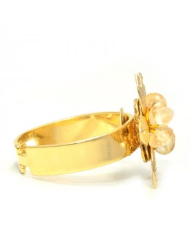 Anel Dourado Flor De Citrino