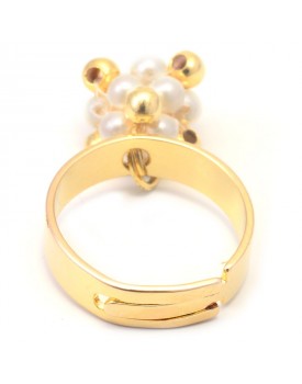Anel Dourado Cacho De Pérolas