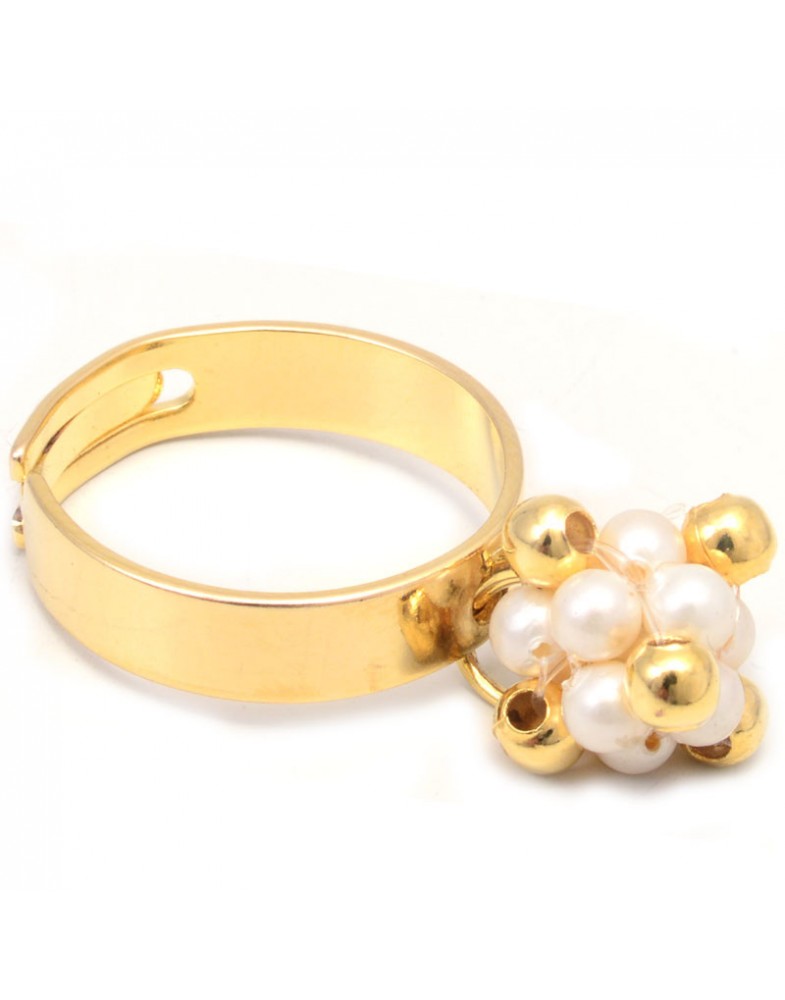 Anel Dourado Cacho De Pérolas