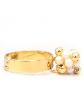 Anel Dourado Cacho De Pérolas